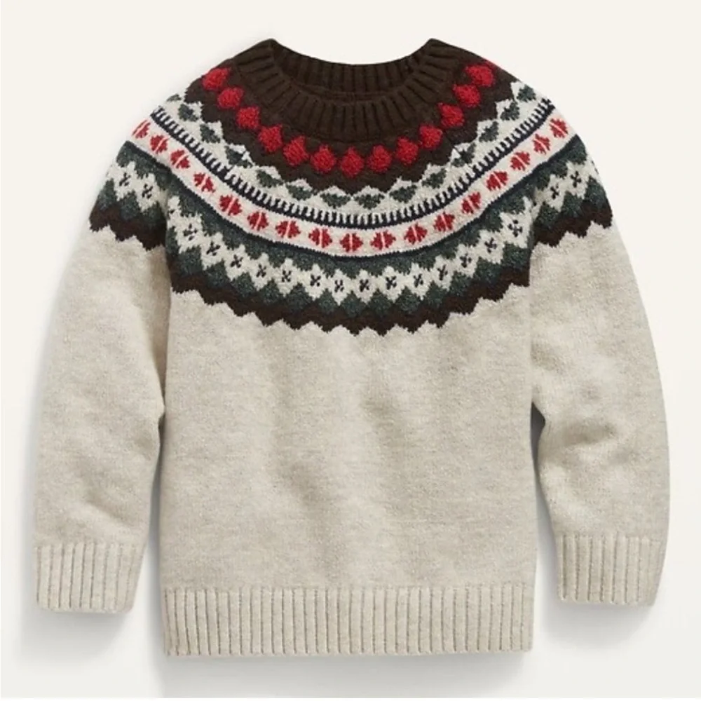 NEW! Old Navy - Unisex Fair Isle Raglan-Sleeve Sweater for Toddler - Size 4T - Picture 1 of 2